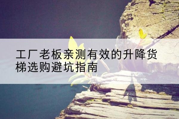 开平升降货梯怎么选-工厂老板亲测有效的升降货梯选购避坑指南